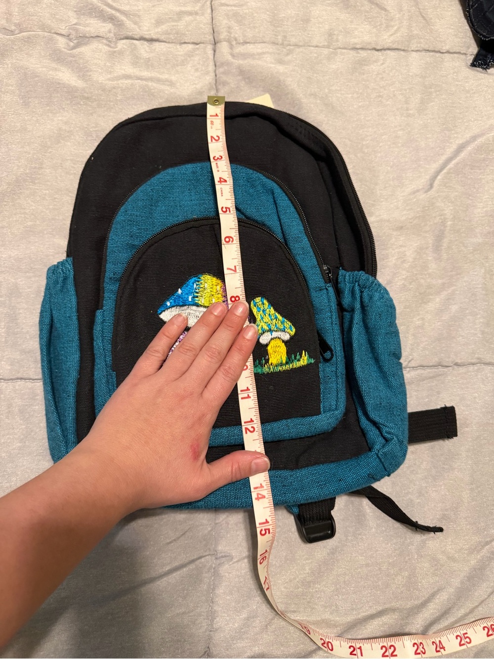 Teal & Black Mushroom Embroidered Backpack - Picture 7 of 7